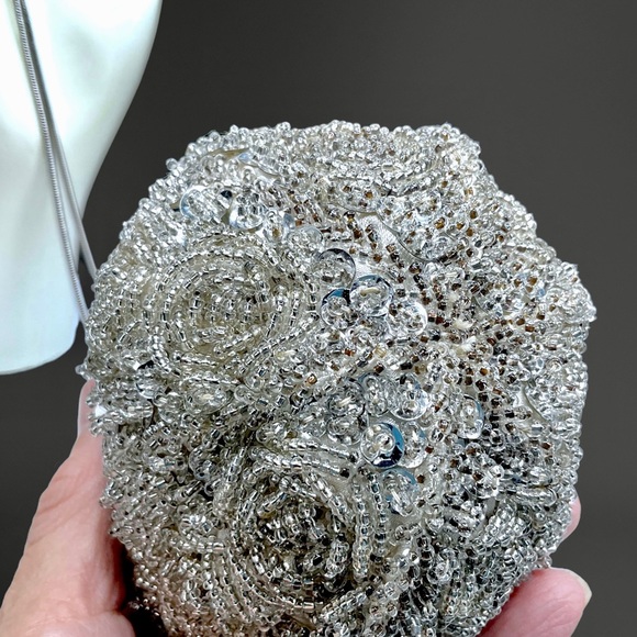 🌺 Vintage Sequined Hinged Evening Bag/Purse - Picture 11 of 13